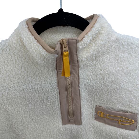 Champion Jacket Exclusive Sherpa Half-Zip Cropped Fleece Size XS Women's White - Picture 7 of 11